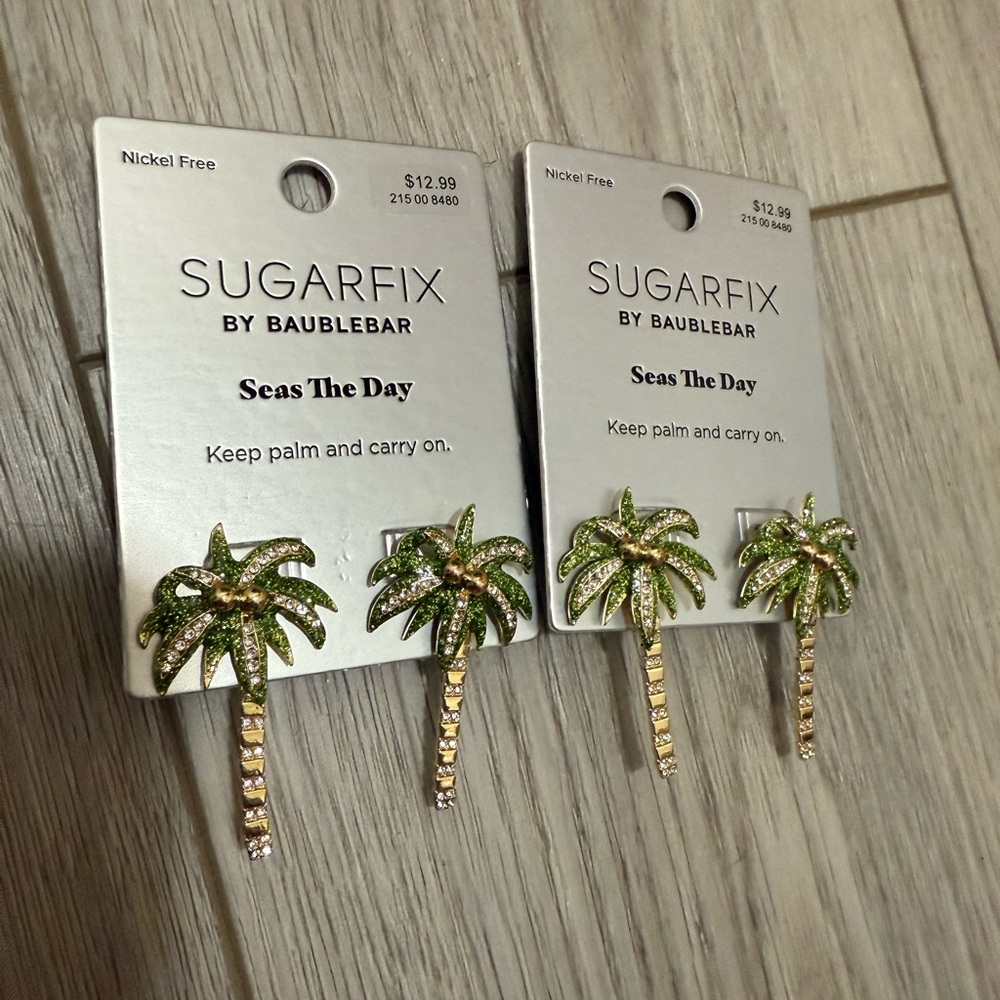 NWT Sugarfix Palm Tree Earrings - Picture 3 of 3
